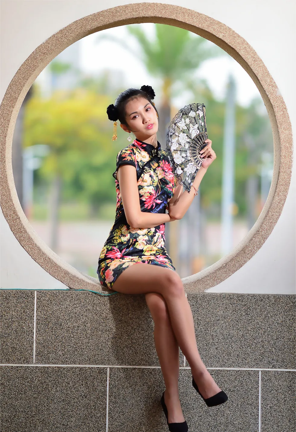 [Mzsock] NO.191 Chen Mengxin short cheongsam high heels beautiful legs street photography#[100P]-92